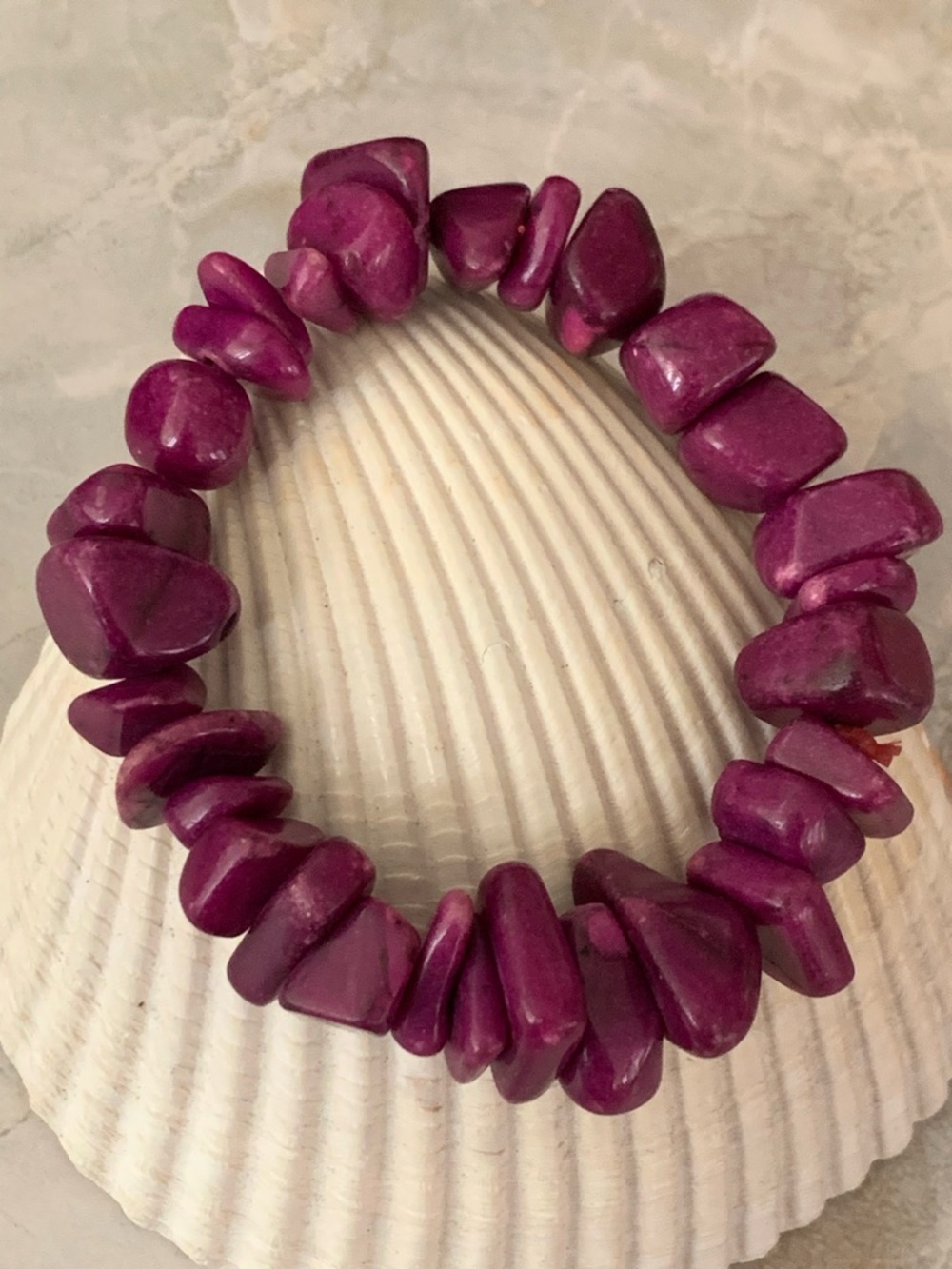 Purple Stone Nugget Chunky Stretch Bracelet